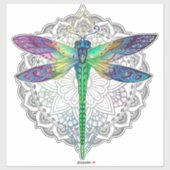 Sticker Mandala de libellule colorée magique (Feuille)