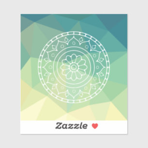 Sticker Mandala d'inspiration fleur jaune vert Harmonie