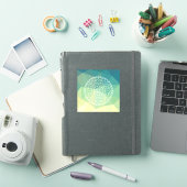 Sticker Mandala d'inspiration fleur jaune vert Harmonie (Couverture iPad)