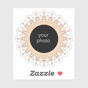 Sticker Mandala d'or avec photo, votre photo, or, brillant