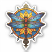 Sticker Mandala Dragonfly Luminous Sacred Geometry Spiritu (Devant)