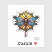 Sticker Mandala Dragonfly Luminous Sacred Geometry Spiritu (Feuille)
