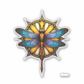 Sticker Mandala Dragonfly Luminous Sacred Geometry Spiritu (Devant)