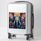 Sticker Mandala éléphant à floraison nocturne (Sur valise)