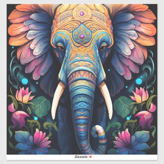 Sticker Mandala éléphant à floraison nocturne (Feuille)