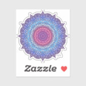 Sticker Mandala feuille de fleurs violettes (Feuille)