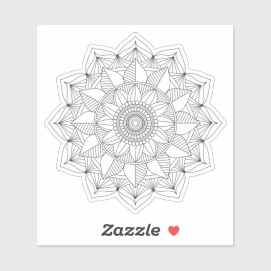 Sticker Mandala floral géométrique noir v1 (Feuille)