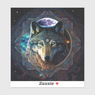 Sticker Mandala, la lune mystique du loup