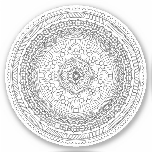 Sticker Mandala noir et blanc complexe v3 (Devant)