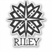 Sticker Mandala noir et blanc et nom Stic personnalisé (Devant)