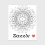 Sticker Mandala noir Fantasy Flower et cœurs (Feuille)