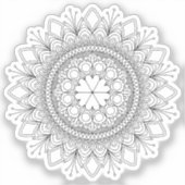 Sticker Mandala noir Fantasy Flower et cœurs (Recto)