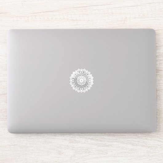 Sticker Mandala noir Fantasy Flower et cœurs (Ordinateur)