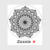 Sticker Mandala noir sur fond blanc (Feuille)