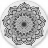 Sticker Mandala noir sur fond blanc (Devant)