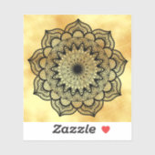 Sticker Mandala noir sur fond or doux (Feuille)