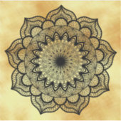 Sticker Mandala noir sur fond or doux (Devant)