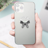 Sticker Mandala papillon boho complexe noir et blanc A (Téléphone)