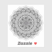 Sticker Mandala Retro dessiné à la main bio noir et blanc (Feuille)