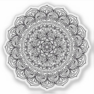 Sticker Mandala Rétro dessiné à la main en noir et blanc o