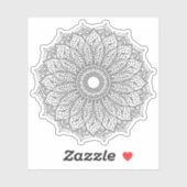 Sticker Mandala Retro dessiné à la main tournesol noir et (Feuille)