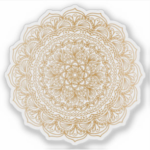 Sticker Mandala rétro dessinée à la main tatouage or