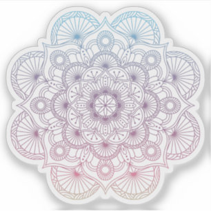Sticker Mandala Retro dessinée à la main violet bleu tatou