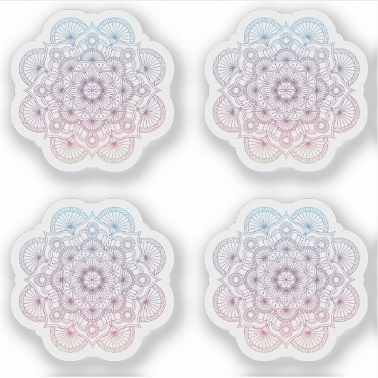 Sticker Mandala Retro jeu de tatouage bleu violet dessiné  (Devant)