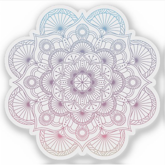 Sticker Mandala Retro tatouage bleu violet dessiné à la ma (Devant)