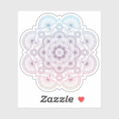 Sticker Mandala Retro tatouage bleu violet dessiné à la ma (Feuille)