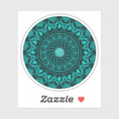 Sticker Mandala rond turquoise élégant (Feuille)