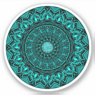 Sticker Mandala rond turquoise élégant