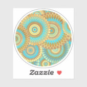 Sticker Mandala superposé bleu marron or (Feuille)