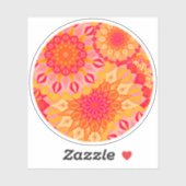 Sticker Mandala superposé orange rose jaune (Feuille)