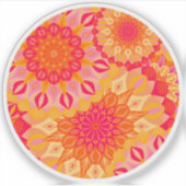 Sticker Mandala superposé orange rose jaune (Devant)