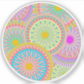 Sticker Mandala superposé Rose Bleu Jaune Menthe Violet (Devant)