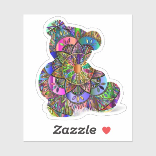 Sticker Mandala Teddy Bear (Feuille)