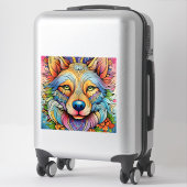 Sticker Mandala Wolf with Floral Accents (Sur valise)