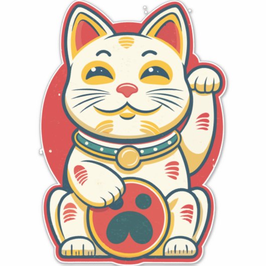 Sticker Maneki Neko - Chat chanceux (Devant)