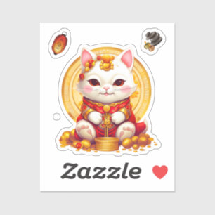 Sticker Maneki Neko Fortune Chat, Cat autocollant.