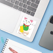 Sticker Maneki Neko ou le chat Beckoning (Ordinateur portable avec iPhone)