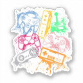 Sticker Manettes de console de jeux vidéo rétro 80's 90's  (Recto)