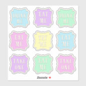 Sticker "Mange-moi" "Bois-moi" Wonderland Tea Party Pastel (Feuille)