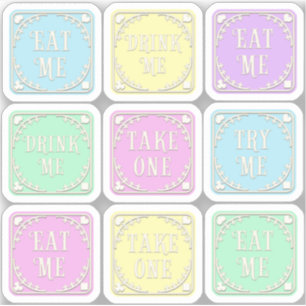 Sticker "Mange-moi" "Bois-moi" Wonderland Tea Party Whimsi