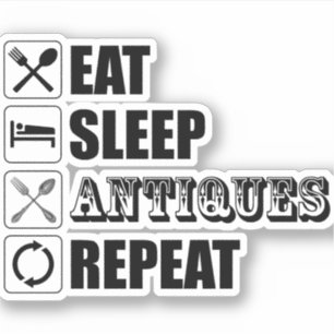 Sticker Manger. Dormir. Antiquités. Recommencer