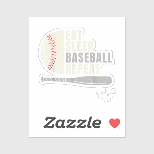 Sticker Manger Dormir Baseball Répéter Drôle Joueur de Bas (Feuille)