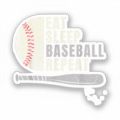 Sticker Manger Dormir Baseball Répéter Drôle Joueur de Bas (Recto)