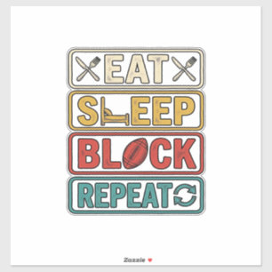 Sticker Manger Dormir Bloquer Répéter Maillot Vintage Foot