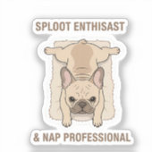 Sticker Manger Dormir S'étaler Design Drôle de Bouledogue  (Recto)