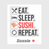 Sticker Manger. Dormir. Sushi. Répéter (Feuille)